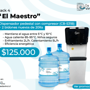 "El Maestro" Dispensador pedestal compresor + 2 bidones de 20 lts nuevos .