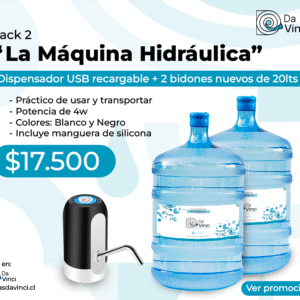 "La Máquina Hidráulica" Dispensador USB recargable +  2 bidones de 20 lts .