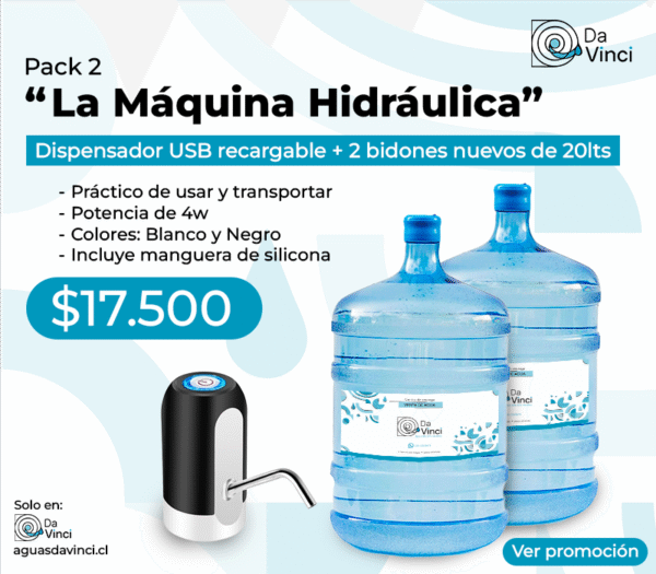 "La Máquina Hidráulica" Dispensador USB recargable +  2 bidones de 20 lts .